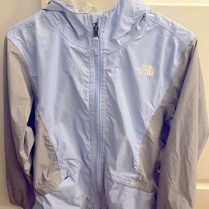 Light Blue / Gray YXL Girls Rain Jacket